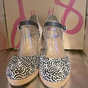 Black Platform Wedge Sandals, Size 8 1/2